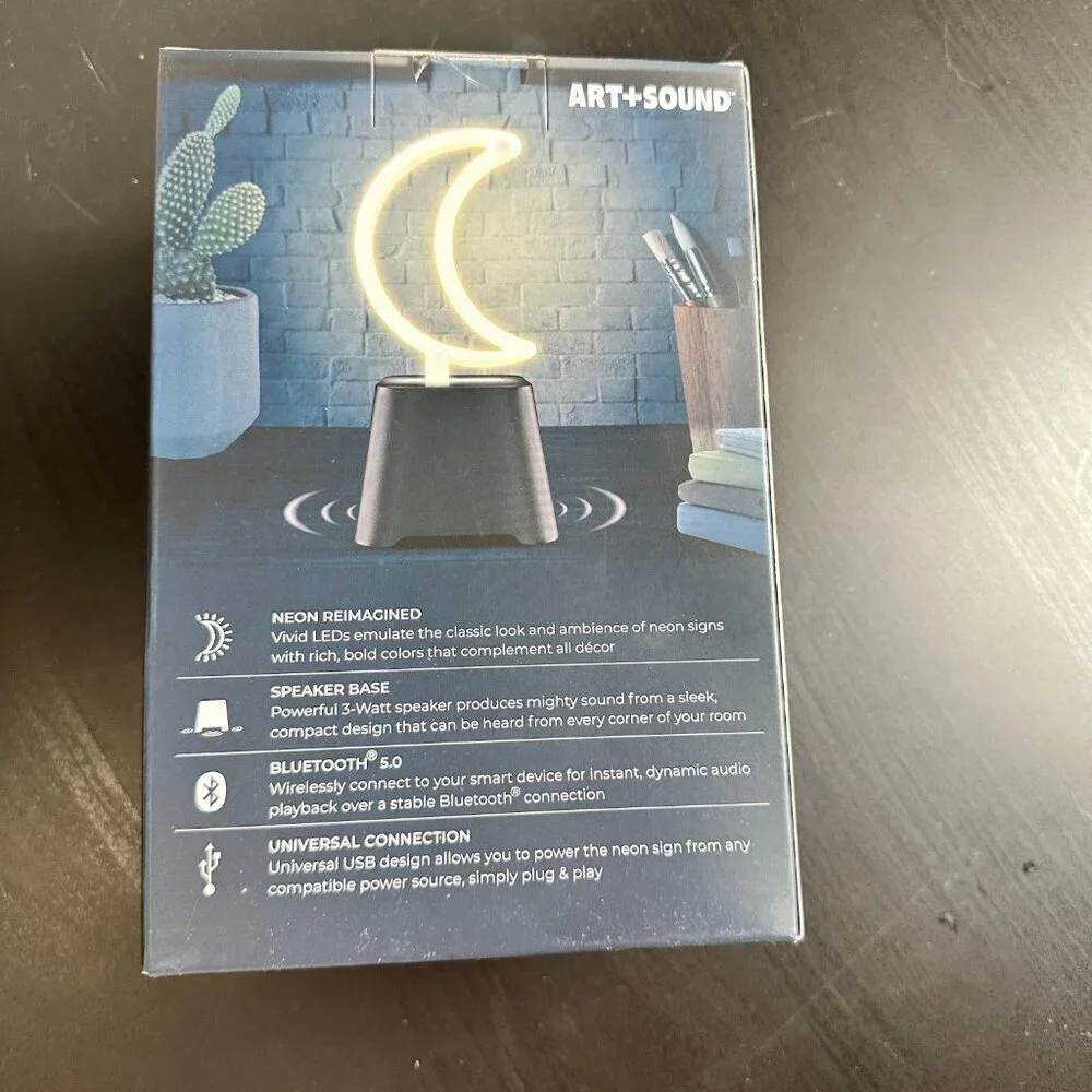 NEON MOON Wireless Bluetooth Speaker Neon Art Crescent Moon New NIB